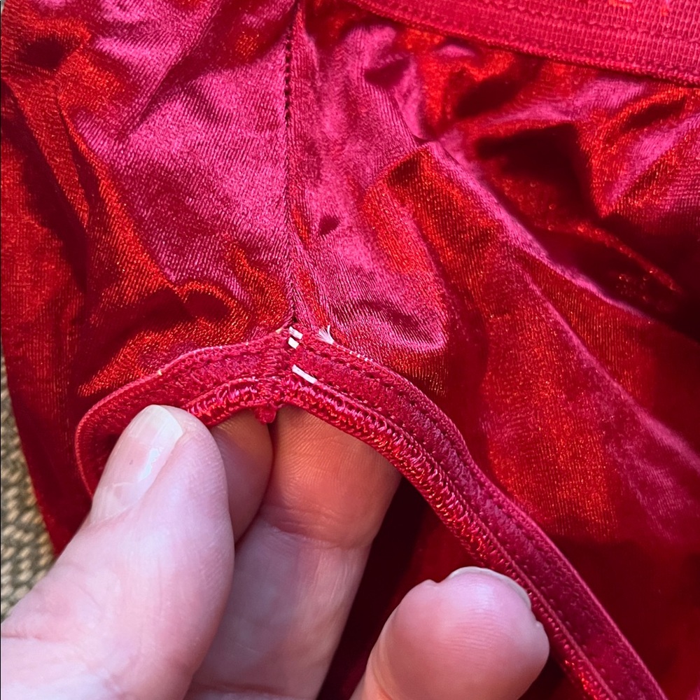 Vintage 90s Red Shiny Satin Vassarette Logo waistband Briefs Panties XL no tags - Picture 11 of 12